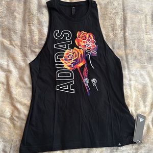 Adidas floral tank top black